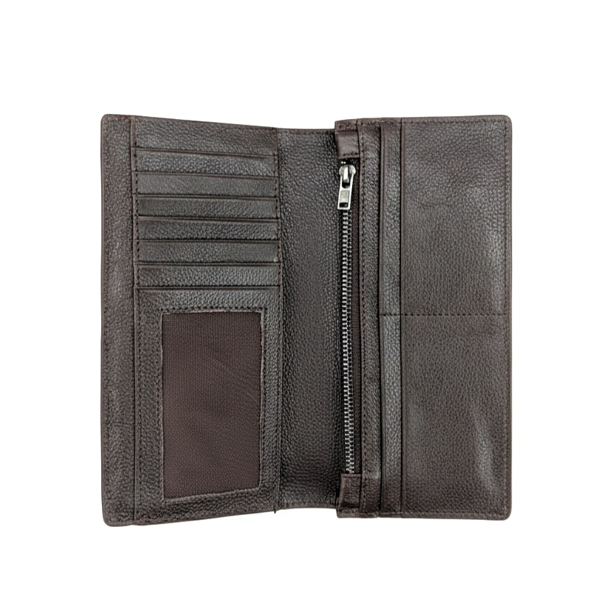 Genuine Leather Single Gadget Long Wallet - Chocolate Edition